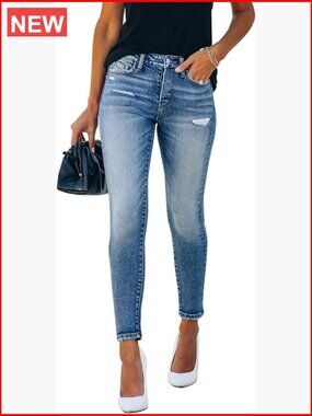 Ripped Skinny Jeans Distressed Stretchy Denim Pants